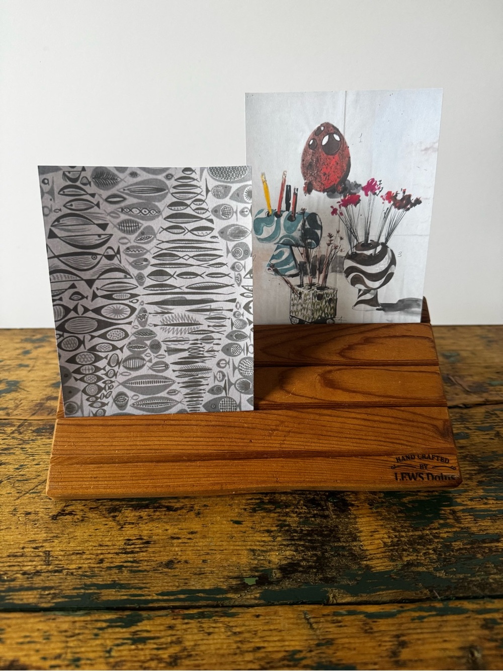 Handcrafted Wooden Card & Photo Holder - Natural Wood